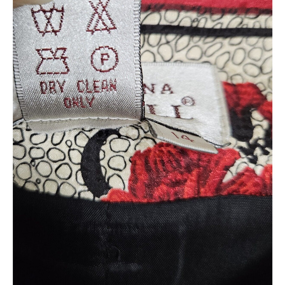 Vintage 90s Adrianna Papell Silk Jacket Plus Size 14 Floral Lined Formal Blazer - Picture 12 of 13